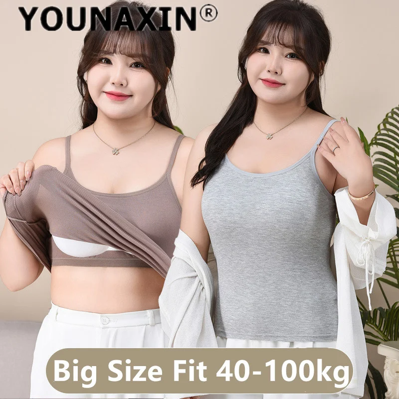 Camisolas íntimas de talla grande para mujer, camiseta sin mangas con almohadilla en el pecho, camisa sin mangas para niña M L XL 2XL 3XL 4XL, ajuste 40-100kg