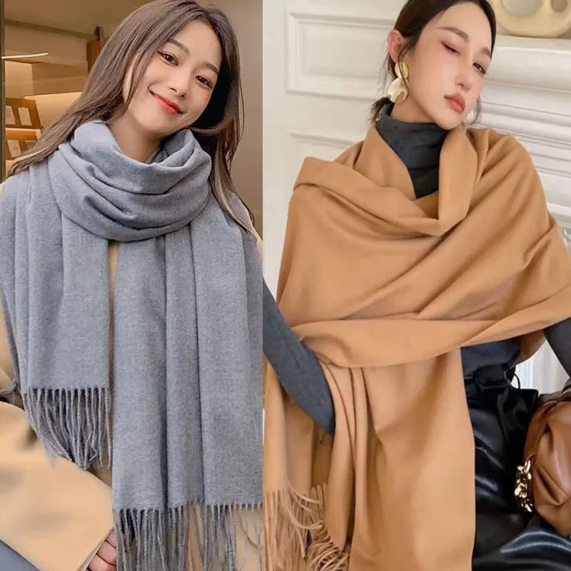 NONE Neue Schwarz Schal Kaschmir Frau Wolle Damen Schal Warm Karierten Schal frauen Winter Schals Herbst XWJ07 3