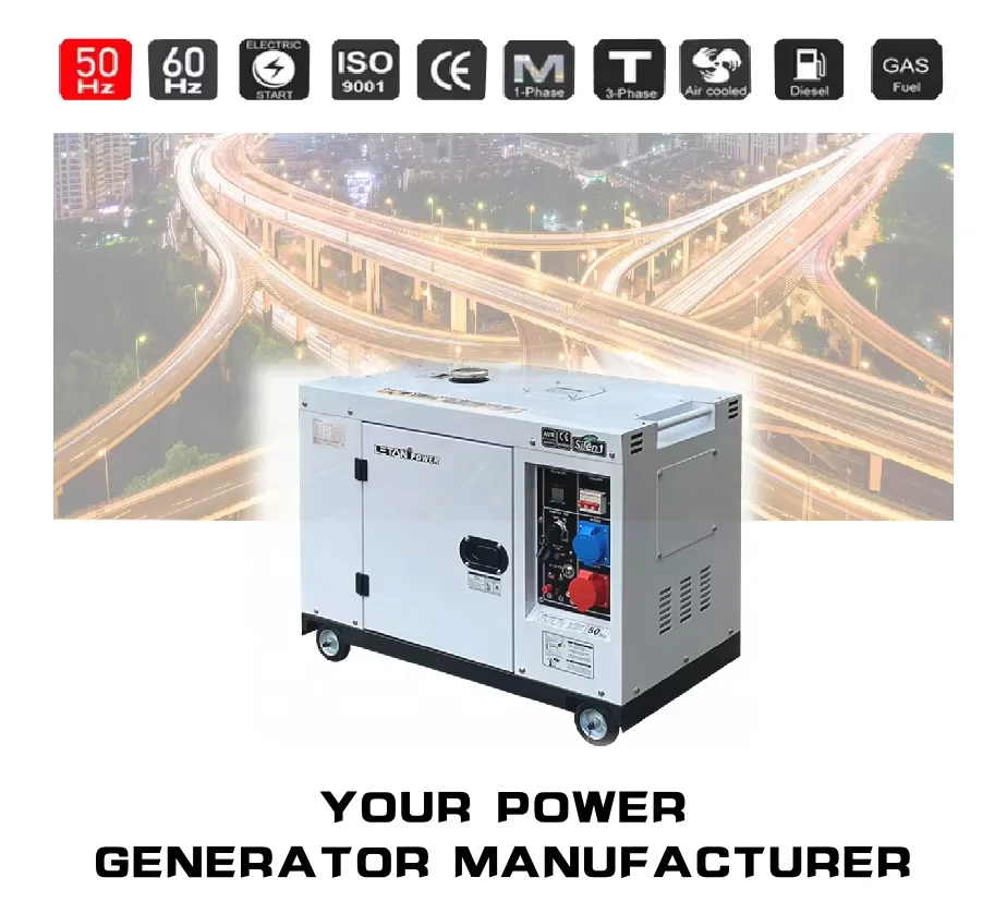 Household simple mobile three-phase generator diesel for 10kw silent 12kva generator diesel