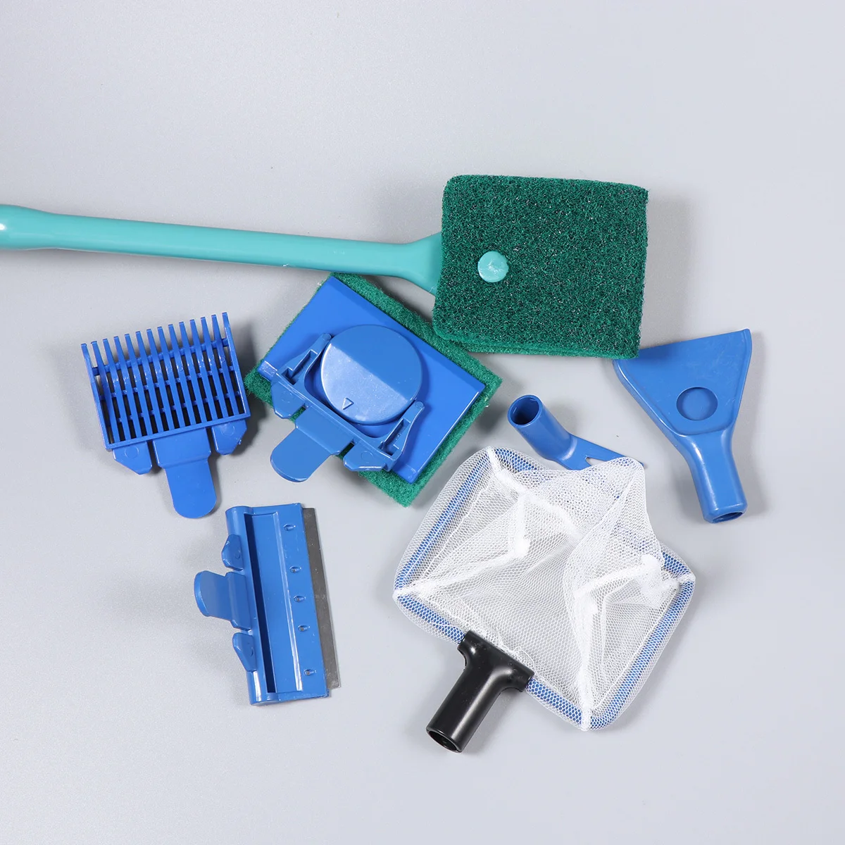 

Aquarium Cleaning Kit Fish Tank Tools Set Glass Scraper Rake Sponge Spoon Net Plant Fork Gravel Cleaner For Fish Tanks