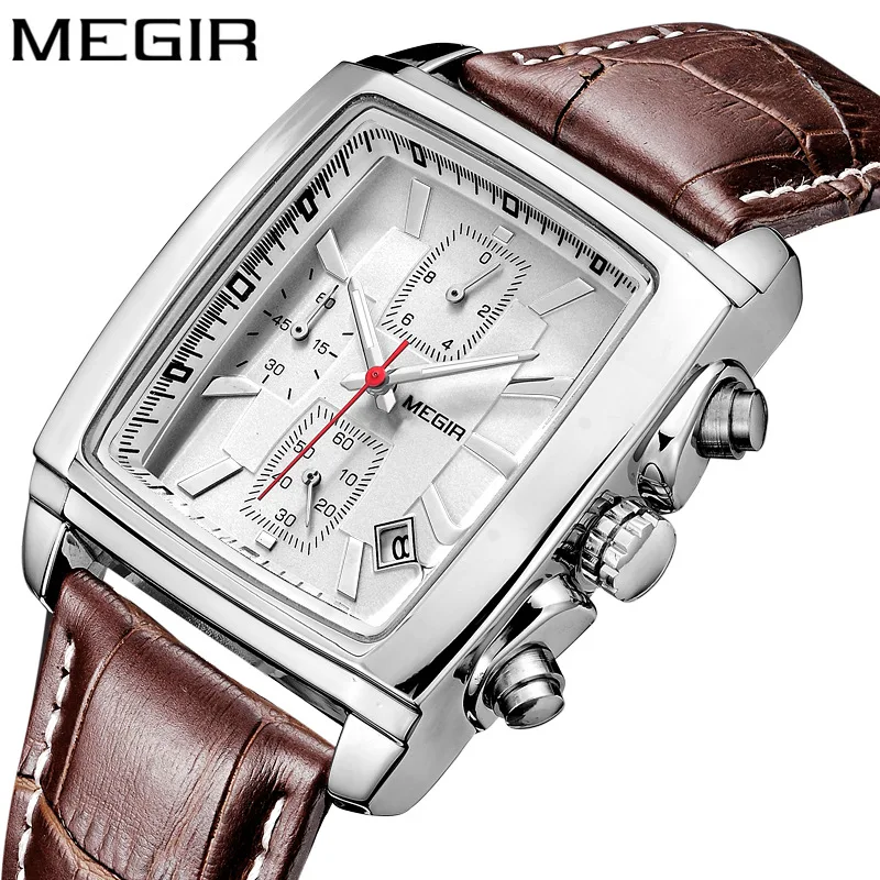 

MEGIR 2028 Men's Quartz Watch Night Light Multifunctional Calendar Chronograph Business Men's Genuine Waterproof Watches for Man