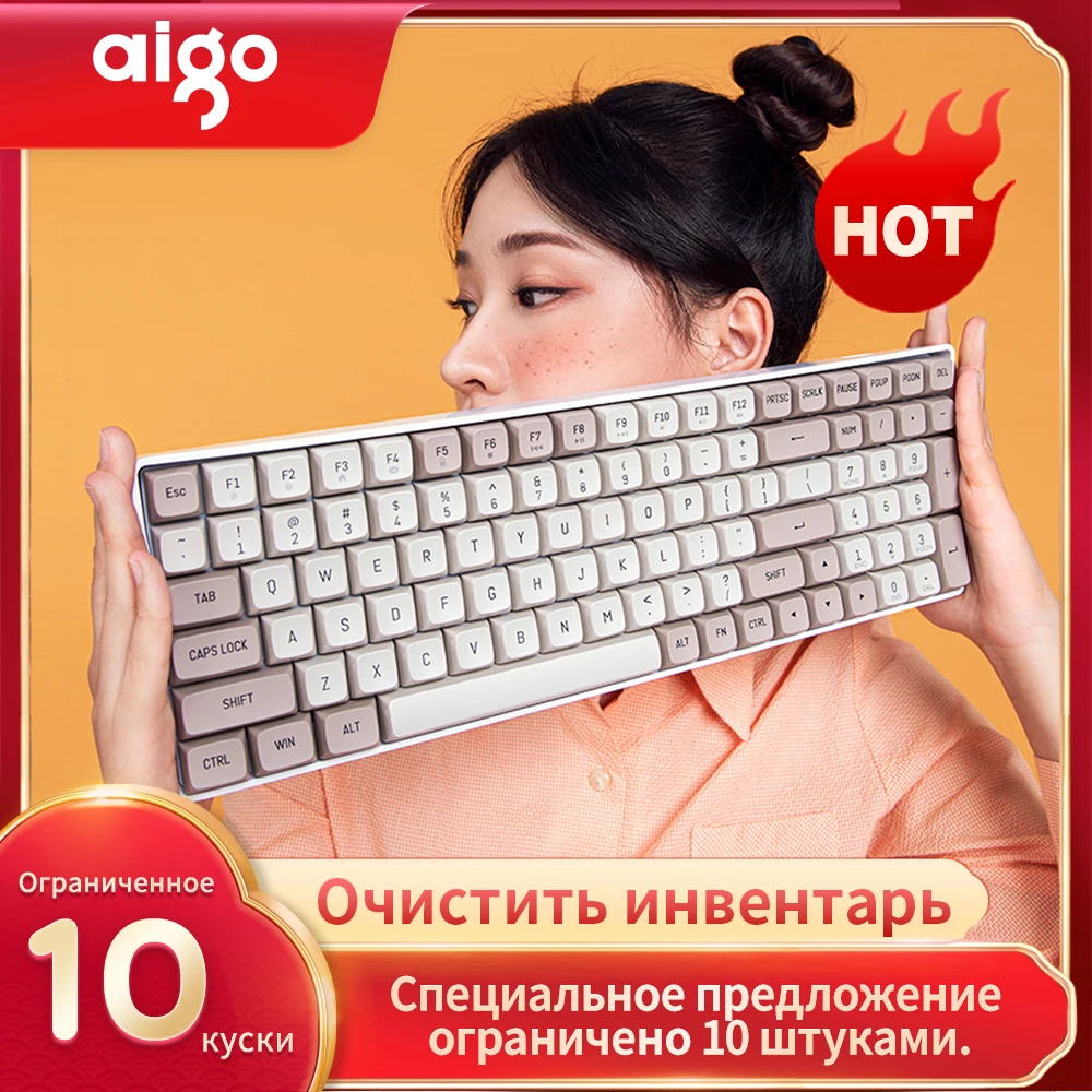 

Aigo A100 Gaming Mechanical Keyboard 2.4G Wireless USB Type-c Wired Blue Switch 100 Key Hot Swap Rechargeable Gamer Keyboard