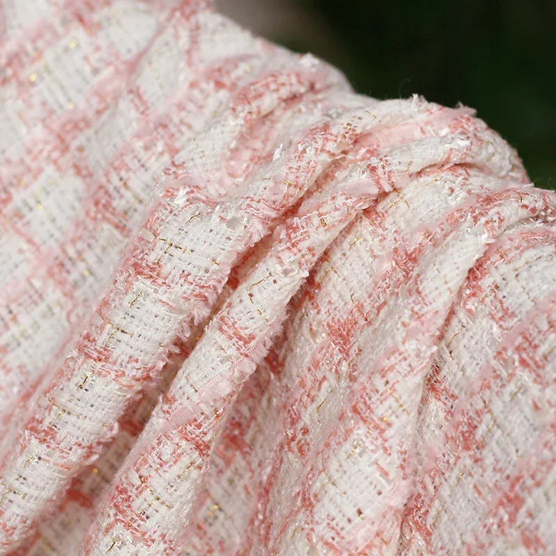 Redraspberry 150cm France Pink Plaid Tweed Fabrics Garment Materials Autumn Jacket Sewing Cloth Tailor Textil Freeshipping