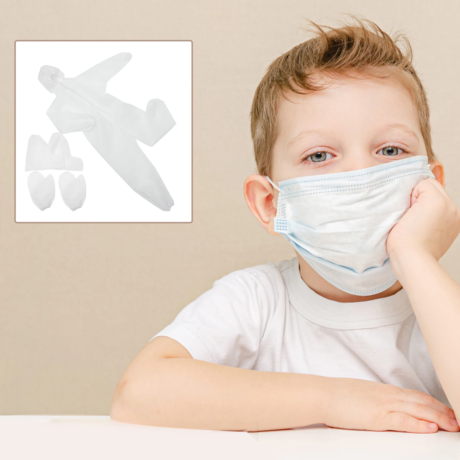 

Disposable Children Protective Coverall One-Piece Nonwoven Breathable Isolation Suit for Outdoor Sports Travel Painting Cleaning