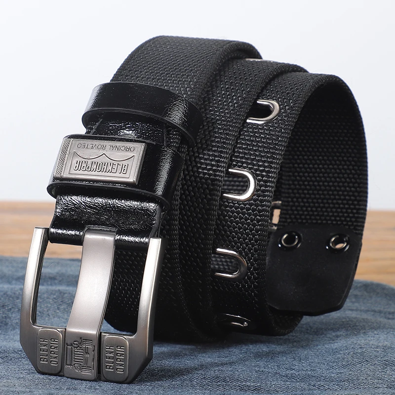 Canvas belt, men's new  thickened belt, casual and versatile, extended fabric belt, large needle buckle, jeans belt