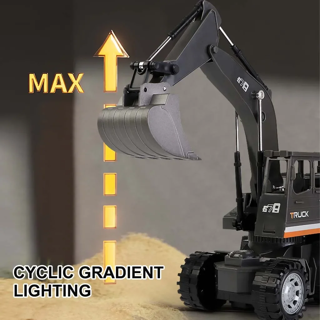 1/20 5CH مركبة يتم التحكم بها عن بُعد التحكم عن بعد المعادن رئيس حفارة رافعة جرار شاحنة لودر أطفال بالريموت كنترول نموذج الصبي لعبة طفل هدايا عيد الميلاد