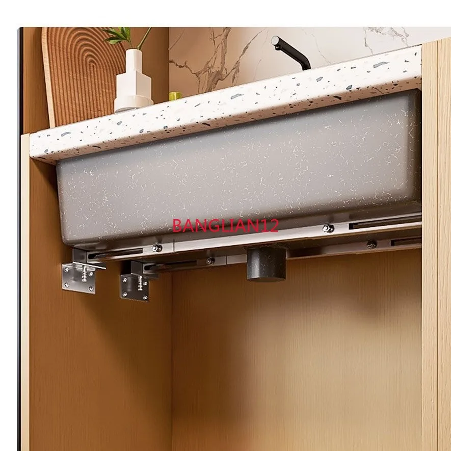 No-drill hole kitchen sink vertical support frame, fixed crossbar support rod adjustable pool bracket