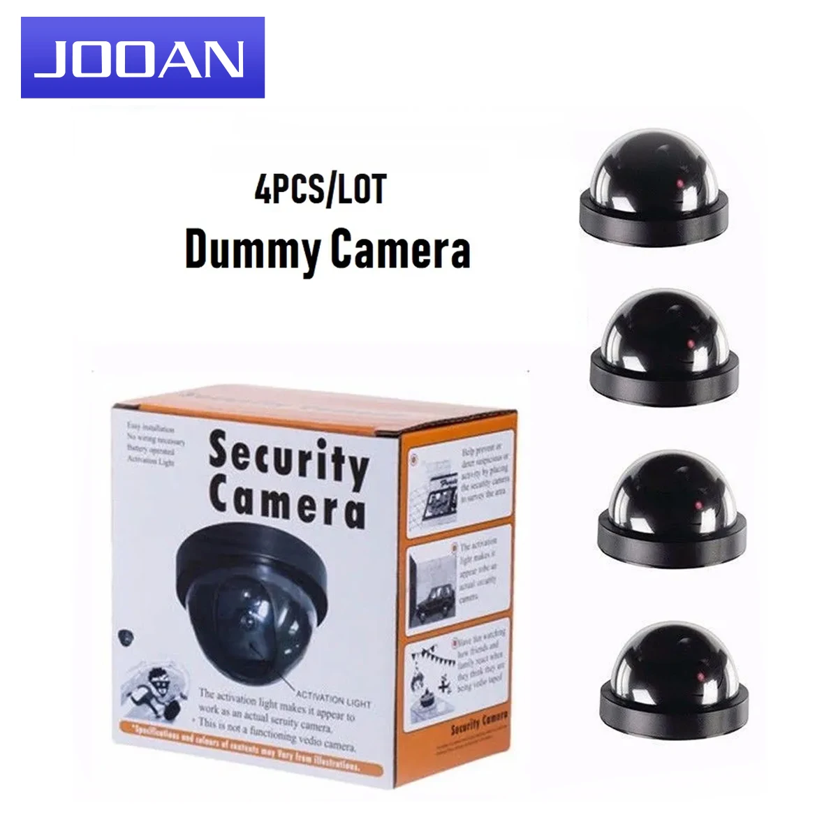 4pcs Dome Camera Dummy Waterproof Security CCTV Surveillance Camera With Flashing Red Led Light Outdoor Indoor Simulation Camera