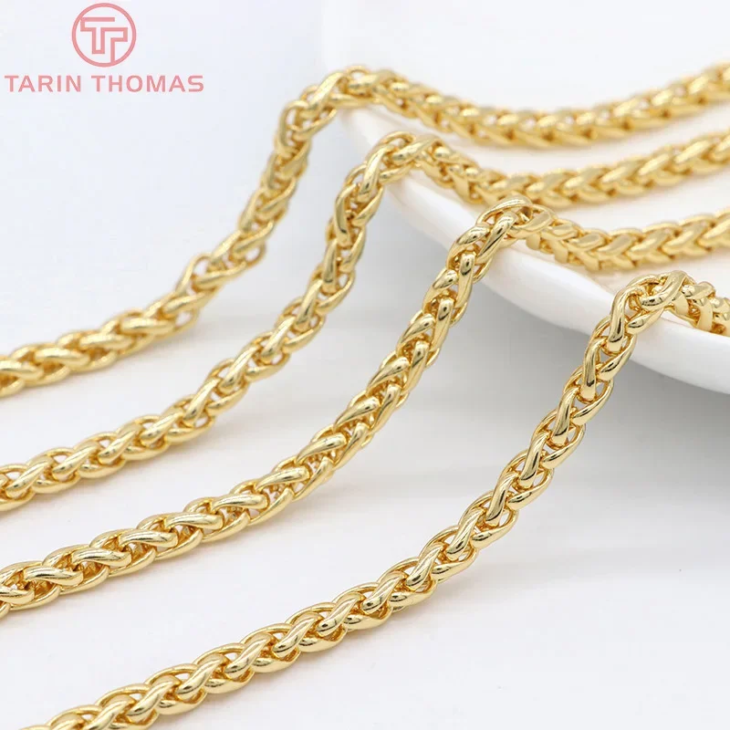 (7206) 1 Meter Width 4.8MM 24K Gold Color Stainless Steel Hollow Necklace Chains Quality Diy Jewelry Findings Accessories