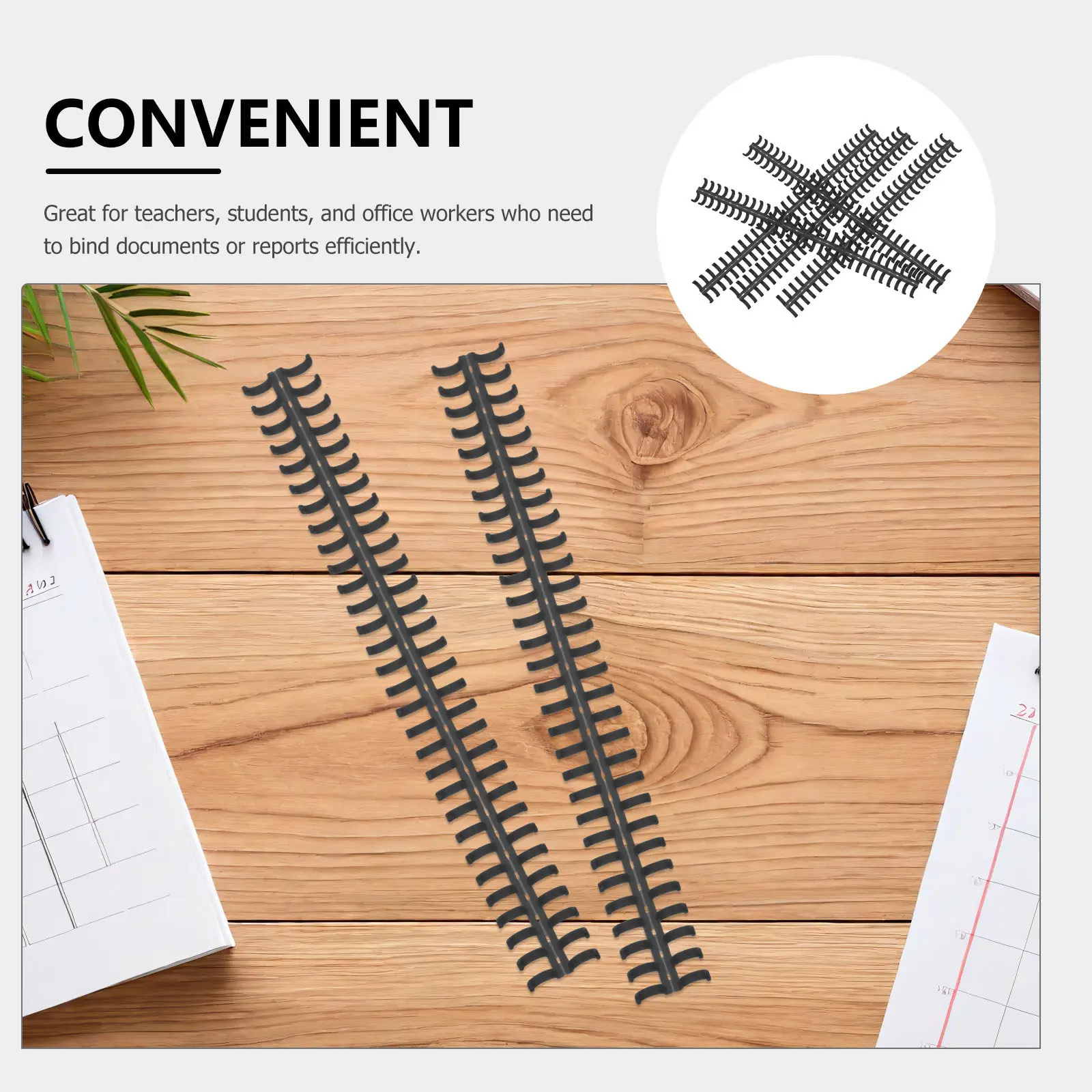 20Pcs Spiral Notebook Binding Rings Plastic Comb Coils Black 30 Hole Loose Leaf Binding Replacement DIY Bookbinding Supplies
