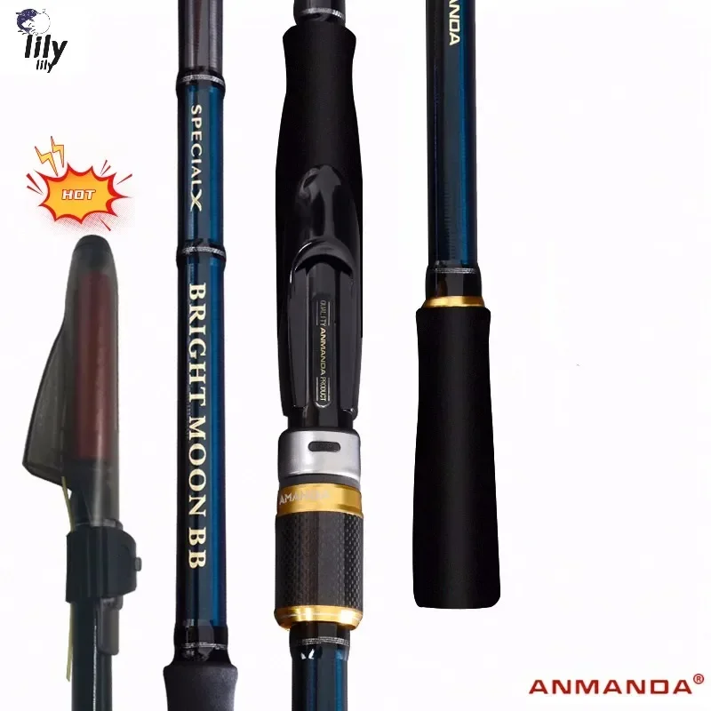 ANMANDA Portable Telescopic Rock Fishing Rod 2.7-4.5m Superhard UltraLight Titanium Alloy Diagonal Ring Sliding Float Rods