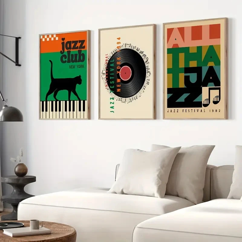 3pcs Retro Jazz Music Posters Medieval Modern Painting Wall Decorations Gifts Music Lovers Living Room Bedroom Decorations