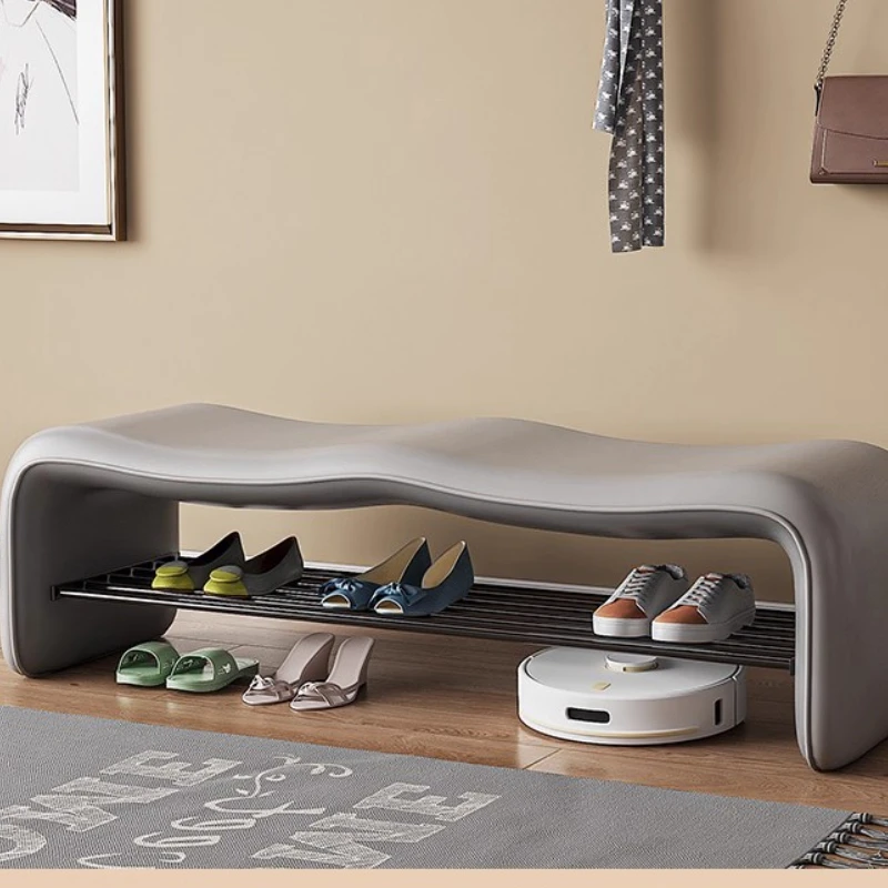 

‌ Современная скамейка в прихожей с подушкой, табурет для обуви с мягкой обивкой, стильный пуфик для спальни, компактное настенное сиденье