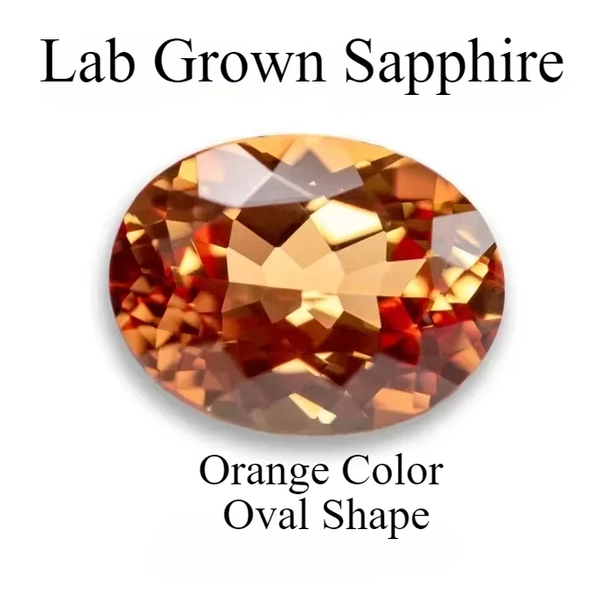 Lab Grown Sapphire Oval Shape Orange Color Charms Gemstones For Diy Jewelry Making Pendant Material Selectable AGL Certifica