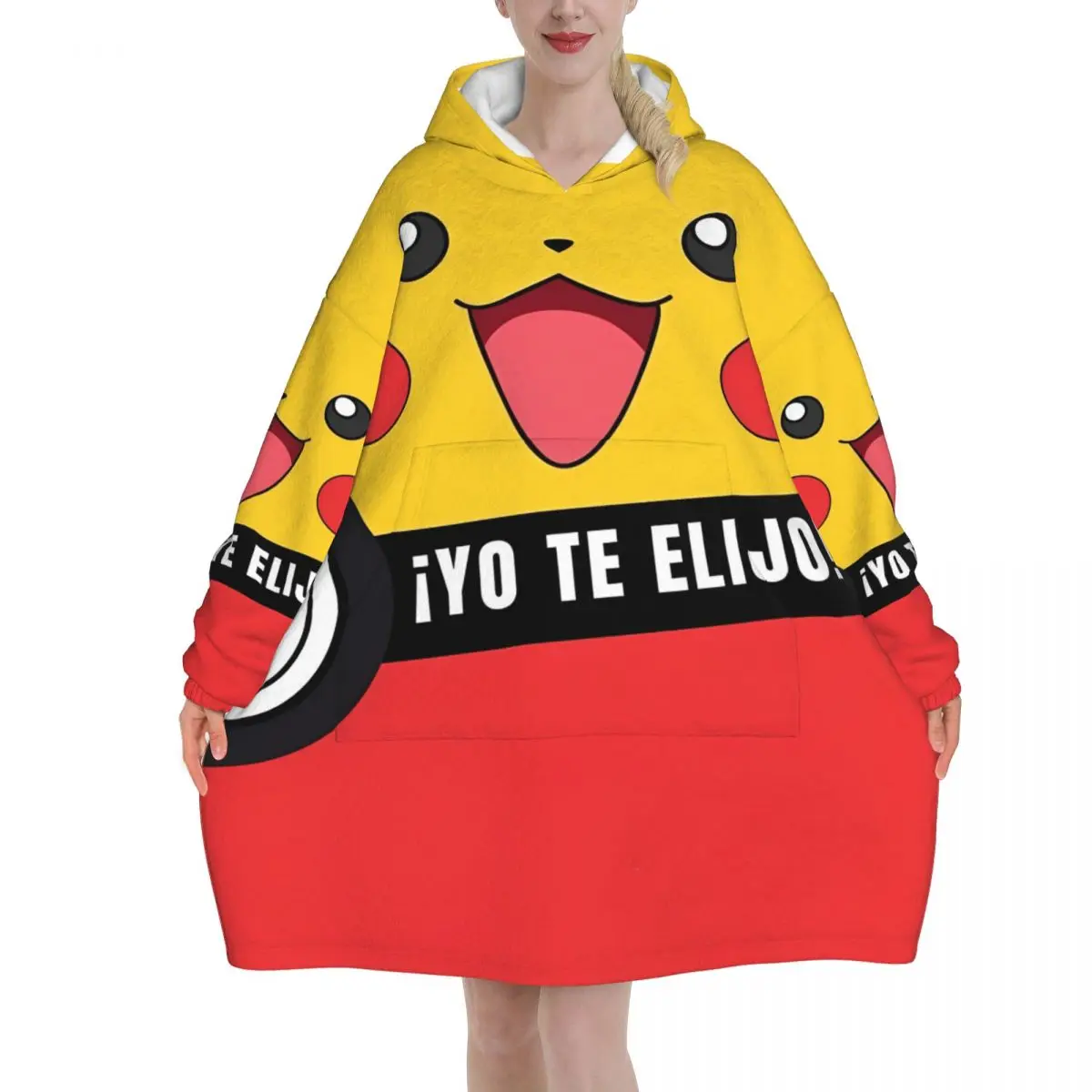 

Негабаритное носимое одеяло с покемонами и Пикачу, подарки для женщин и мужчин, ультрамягкие плюшевые теплые толстовки, одеяла с карманом
