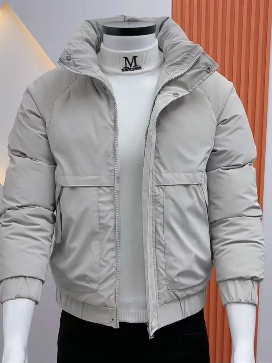 

Men's down Cotton Jaet Korean Sle Busin Warm Bla Stand Collar Winter New Arrival Ci Casual Single Piece Outerwear