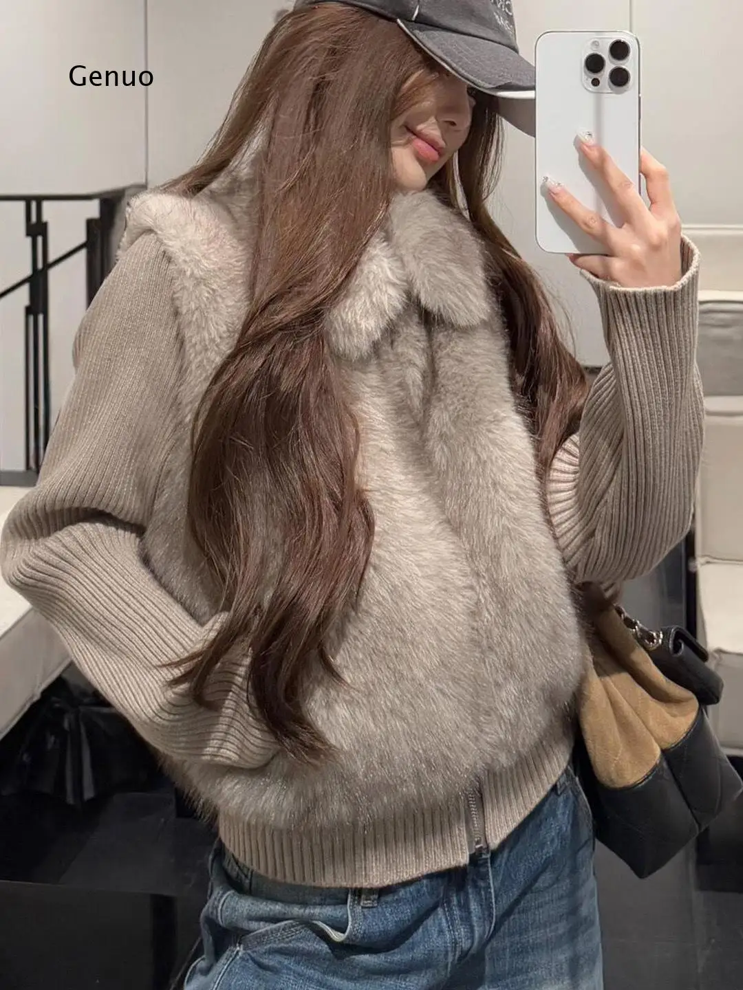Women Eco Friendly Faux Fur Short Coat Fluffy Warm Winter Jacket Petite Casual Outerwear
