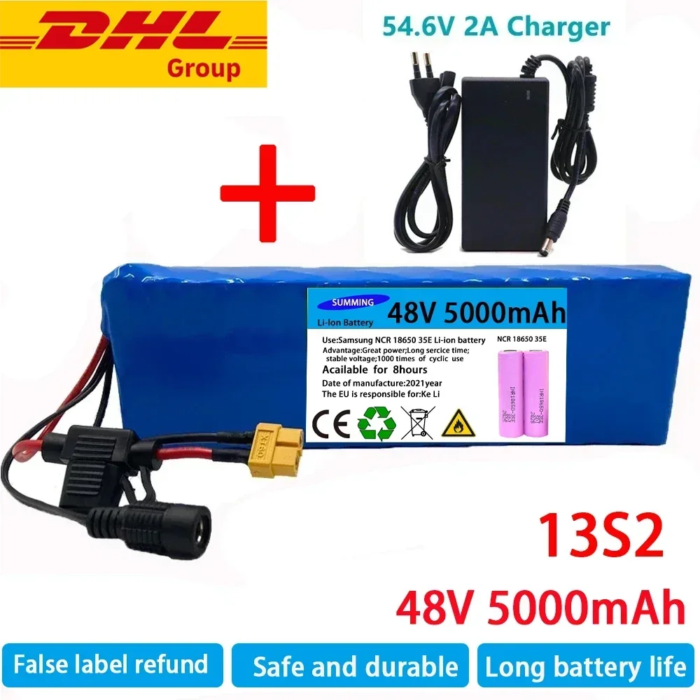 

For Electric Bike 48v 20Ah 28Ah 40Ah 58Ah18650 Li-ion Battery Pack 13S2P Bike Conversion Kit Bafang 1000w and 54.6V 2A Charging