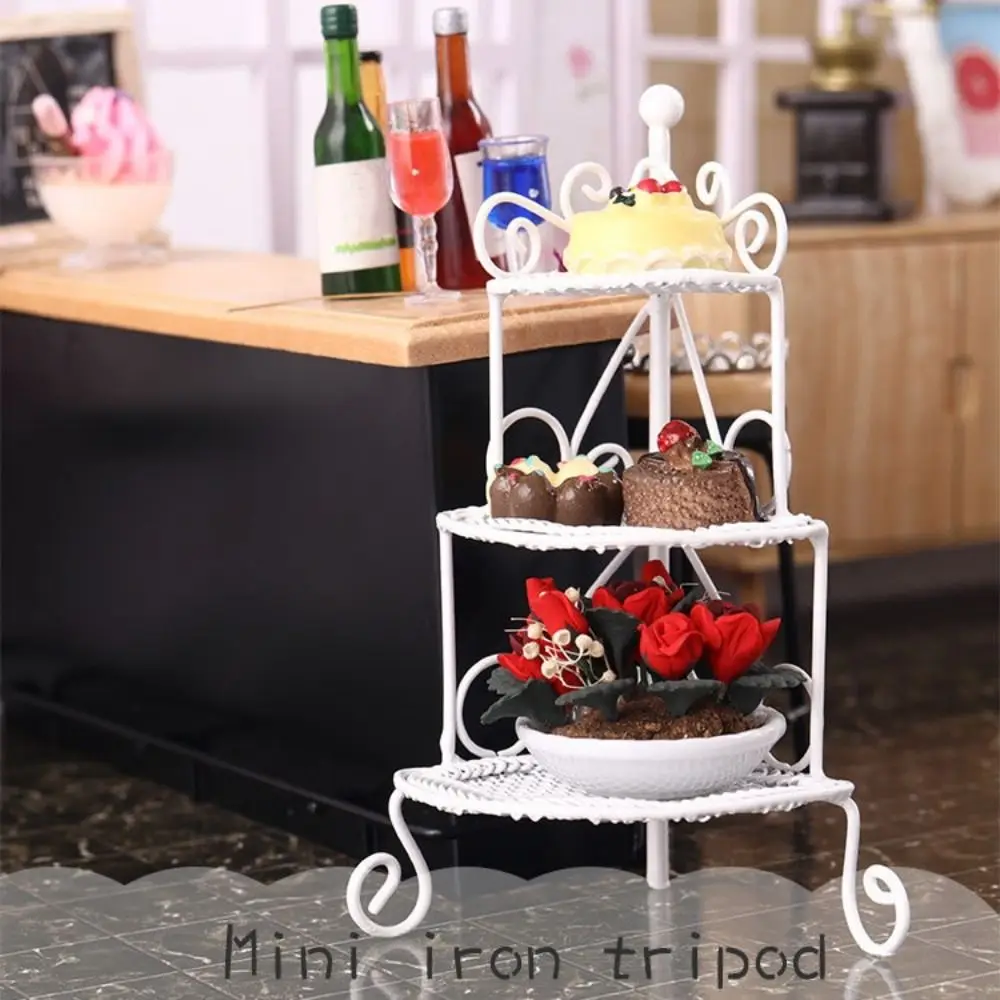 Tripod Model Dollhouse Iron Rack Display Shelf Ornament Miniature Storage Rack Metal 1:12 Simulation Wrought Iron Kids Toys