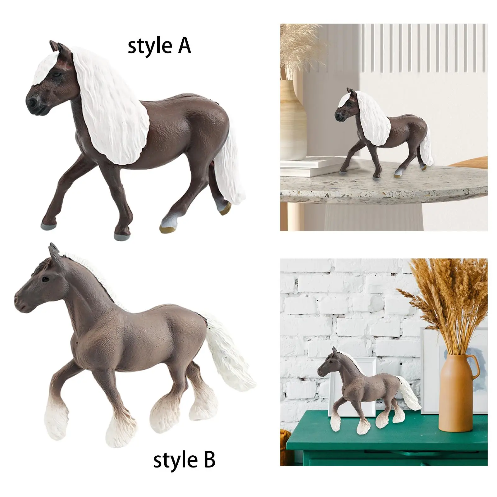 Figurines d'animaux réalistes pour décor de bureau, modèle de cheval, décoration de gâteau, ornement pour garçons et tout-petits, faveurs de fête