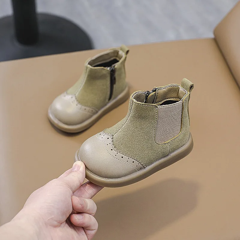 Winter Children Shoes Baby Girls Boys Casual Boots Retro Style Kids Oxford Suede Boots Non-slip Soft Sole Infant Toddler Shoes