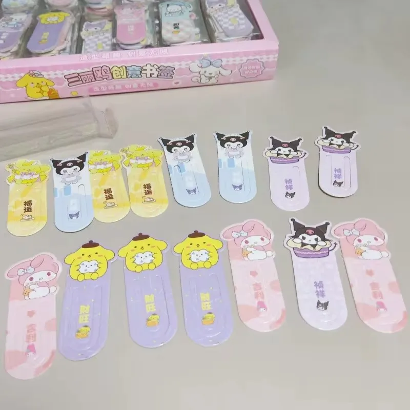 36pcs Anime Sanrio Kuromi Melody Paper Bookmarks Cute Student Diy Notebook Every Other Page Mark Bookmark Classification Gift