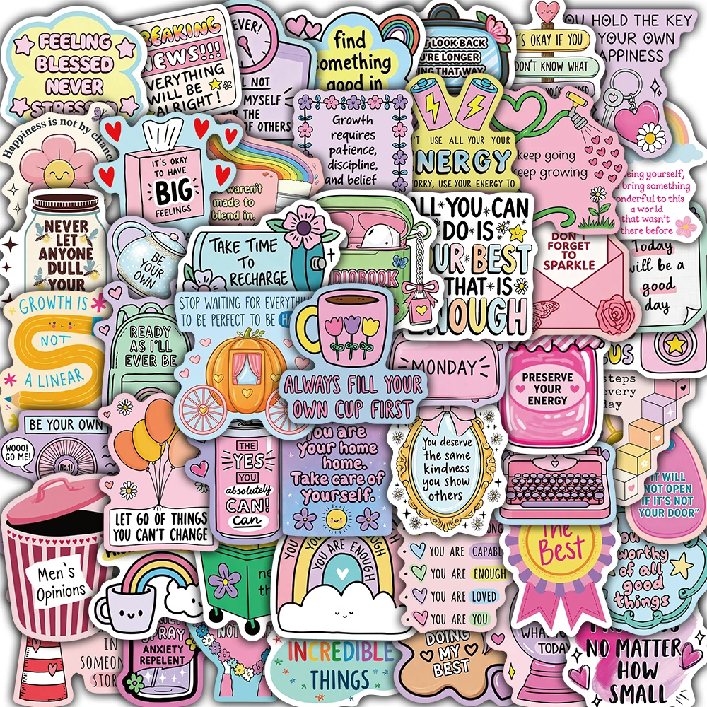 50PCS Retro Motivational Quotes Stickers Luggage & Notebooks Laptop Notebook Suitcase File Holder Vinyl Resistant Water Sticker