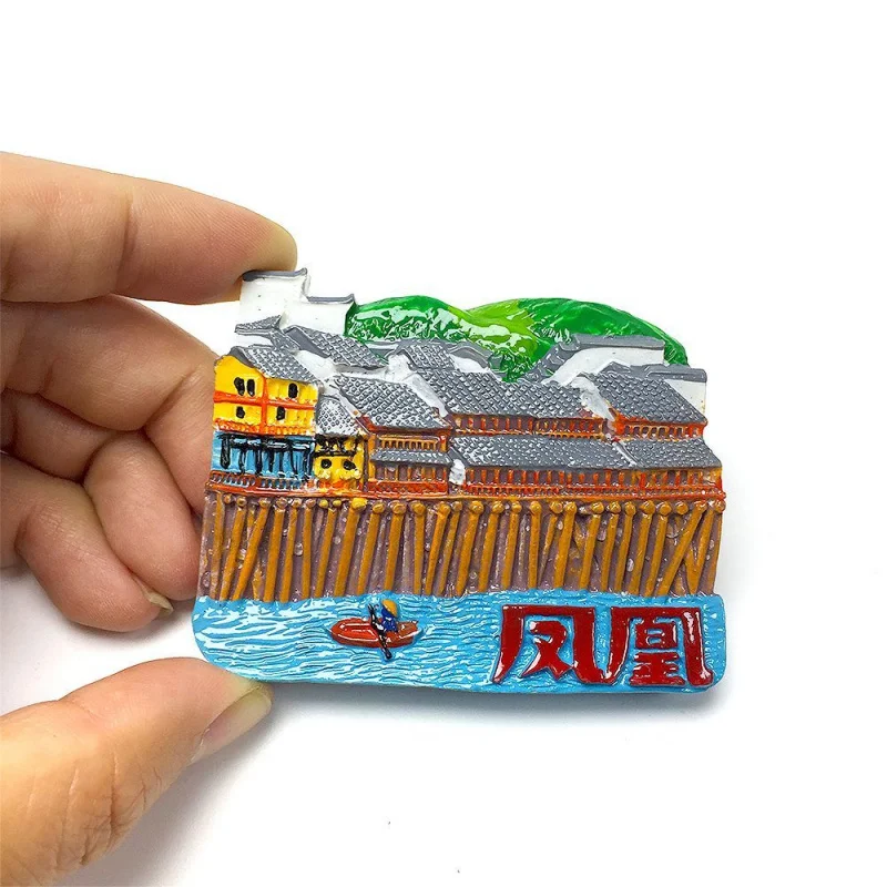 Hunan Personalized Ancient Town Scenery Magnetic Refrigerator Magnets - Popular Exquisite 3D Travel Souvenir