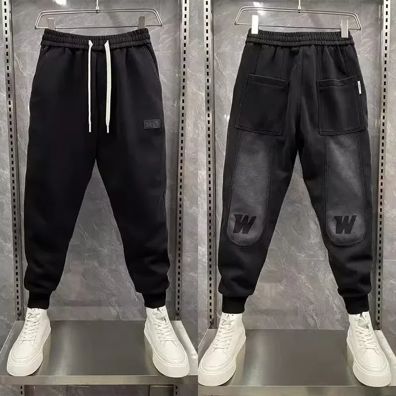 American Men's Trend Joggers High Street Sports Trousers 9-Minute Sweatpants Fashionable Men's Clothing 2024 Streetwear Men