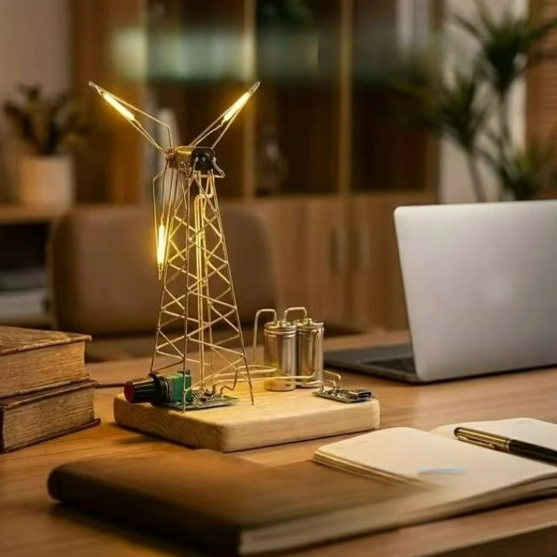 DIY Windmill Style Light Material Package, Desktop Decoration Glowing Ornaments Material Pack, Atmosphere Unique Home Decors