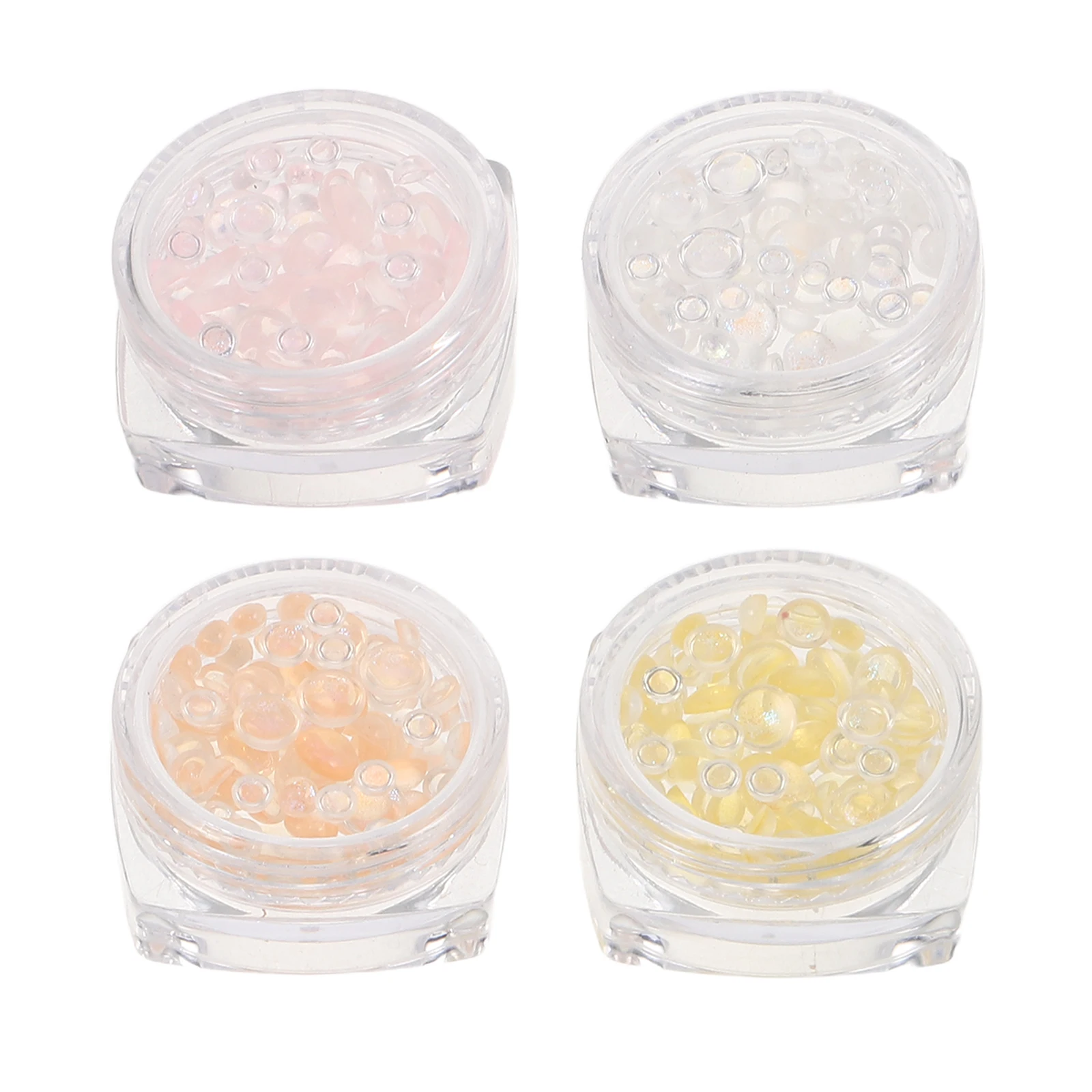 

4 Boxes Bubble Beads Nail Art Charms Flatback Resin Droplets for DIY Manicure 3D Nail Jewels Craft Accessories Decoration