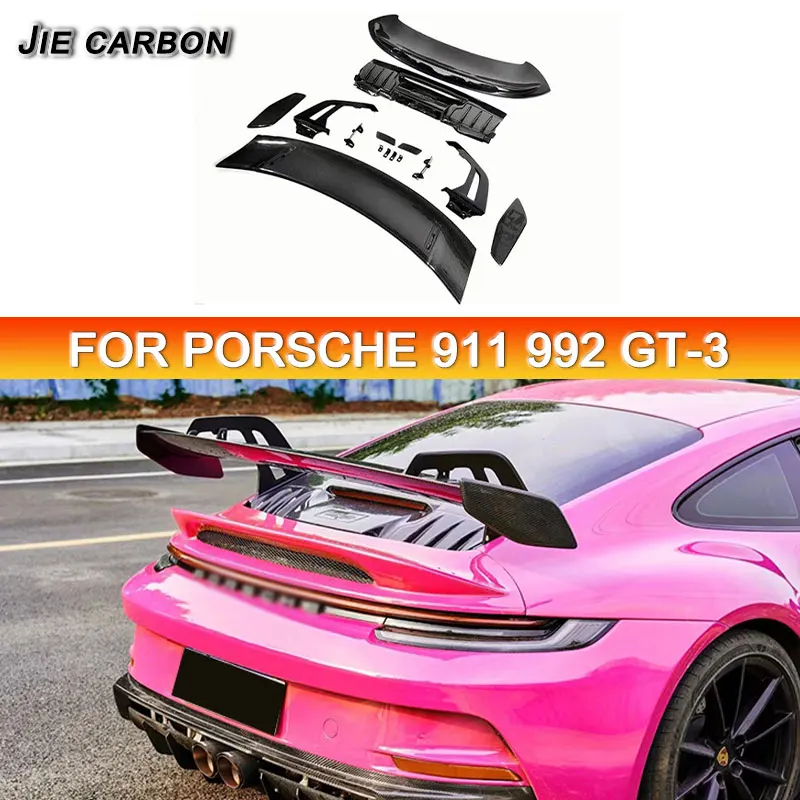 

Для Porsche Carrera 911 992 2020 2021 2022 2023 GT3 задний спойлер из углеродного волокна, диффузор, заднее крыло, хвостовое крыло, автомобильный комплект