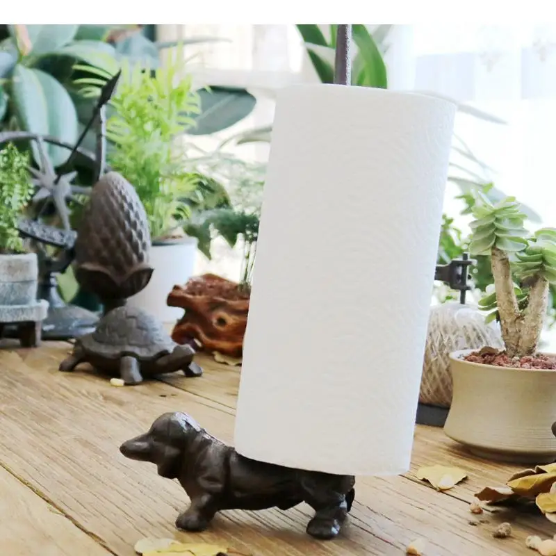 Cast Iron Animal Tissue Holder Metal Napkin Holders Kitchen Paper Towel Desktop Roll Ornament Decoration Crafts