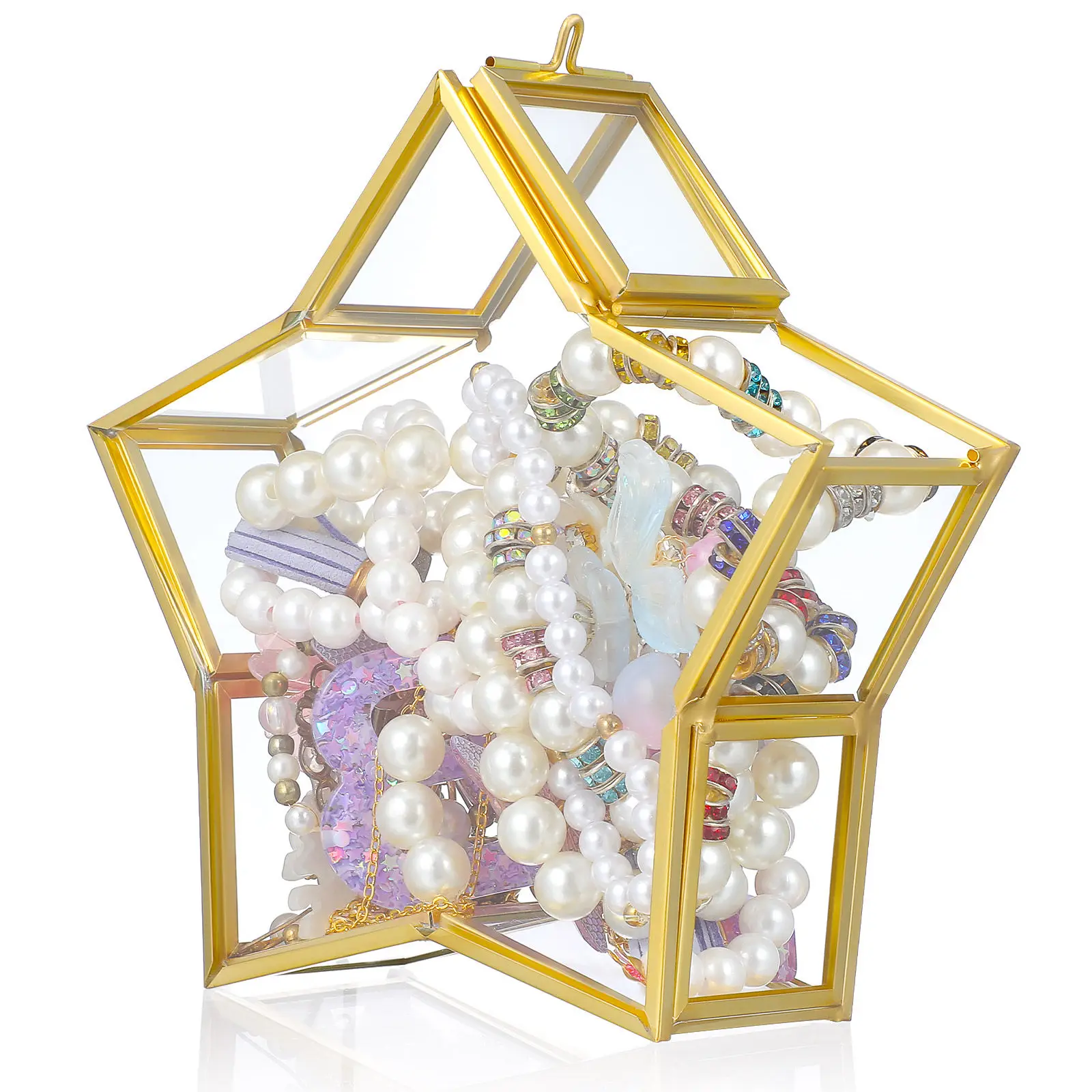 

1 шт. Уникальная стеклянная бутылка в форме звезды для пожеланий, прозрачная маленькая креативная коробка для хранения подарков, украшений, цветов, упаковка для сувениров на вечеринку