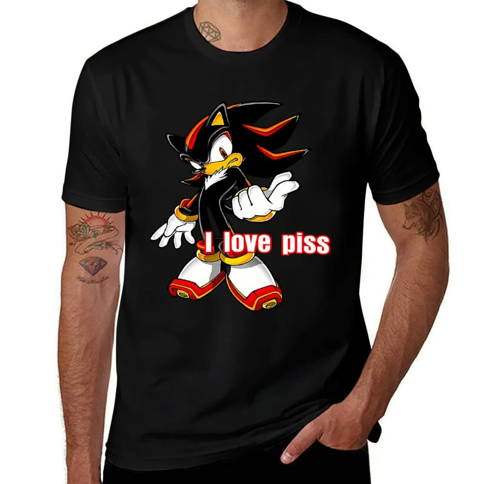 Shadow The Hedgehog I Love Piss T-Shirt baggy shirts blanks street wear t shirt for men