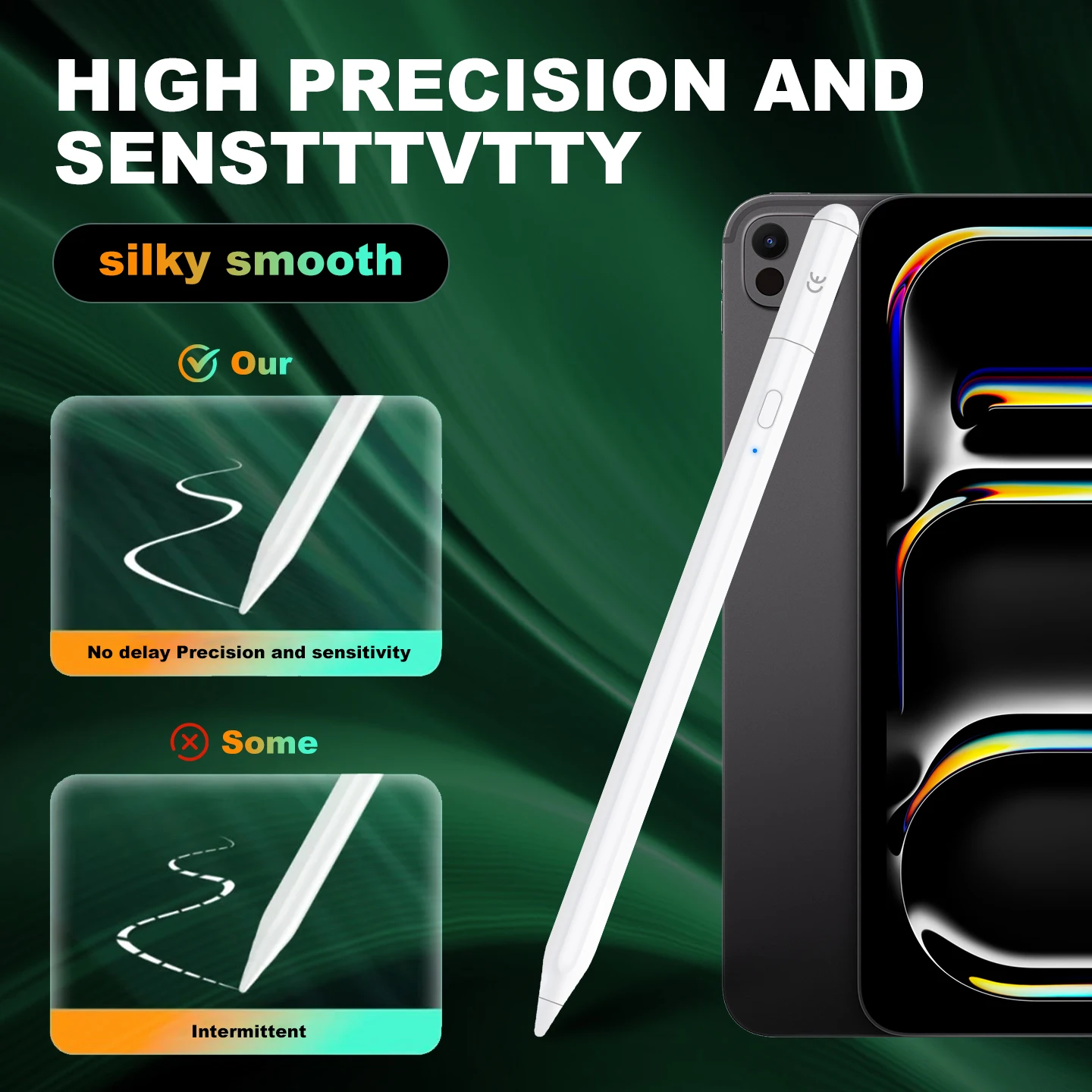 

Стилус для iPad Air/Mini/Pro 2018+, с функцией предотвращения случайных касаний ладонью, быстрой зарядкой, долговечной батареей и боковым магнитным креплением