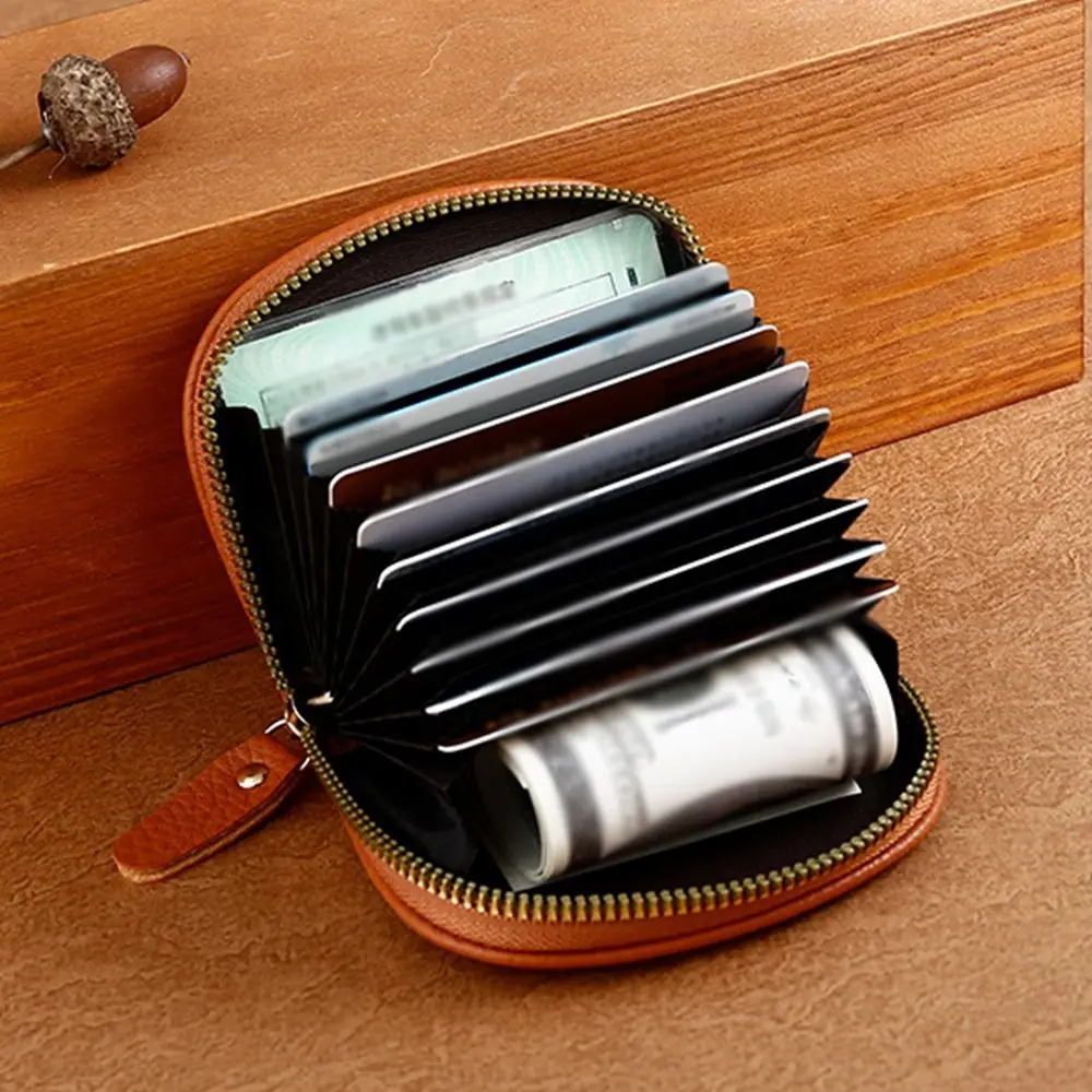 فريد كابيبارا حامل بطاقة متعددة فتحة بطاقة بولي Leather الجلود الكرتون كابيبارا حافظة للبطاقات سستة سعة كبيرة المرأة المحفظة الأعمال