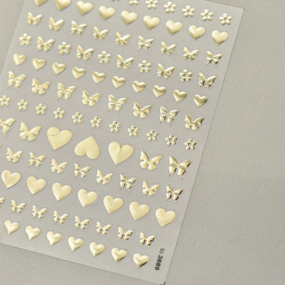 Lace Love Heart Nail Stickers Bronzing Flower Heart Nail Decorations Flash Fragment Shell Light Nail Supplies