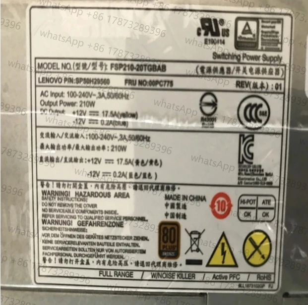 

10-контактный + 4-контактный блок питания FSP210-20TGBAB FSP210-20TGBAA 54Y8977 PA-2221-3 PCE025 HK310-71PP 00PC746 Новый блок питания для Lenovo 210 Вт