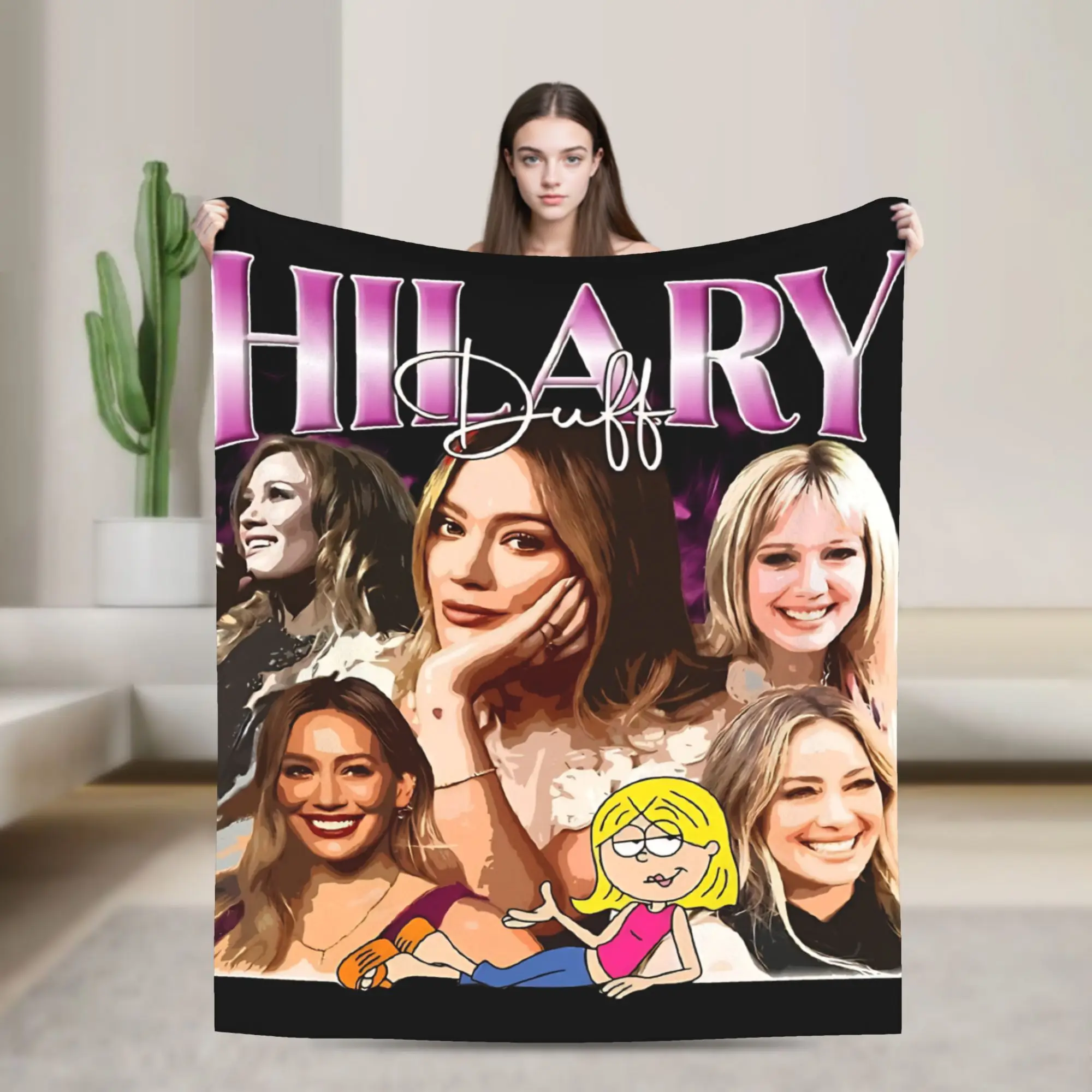 Hilary Duff Lizzie McGuire Blankets  Picnic Flannel Throw Blanket For Living Room Super Warm Design Quality Bedspread Gift