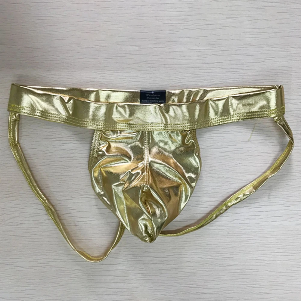 Men Erotic Panties Patent Leather U-Bulge T-Pants Low Rise Exposed Butt Underpants Men Sissy Pouch Thong Sexy Tоy Mens Underwear