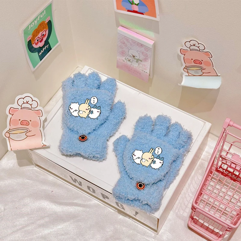 

Chiikawa Children Gloves Cartoon Anime Boy Girl Baby Glove Winter Outdoor Warm Cute Knitted Gloves Sports Mittens Birthday Gifts