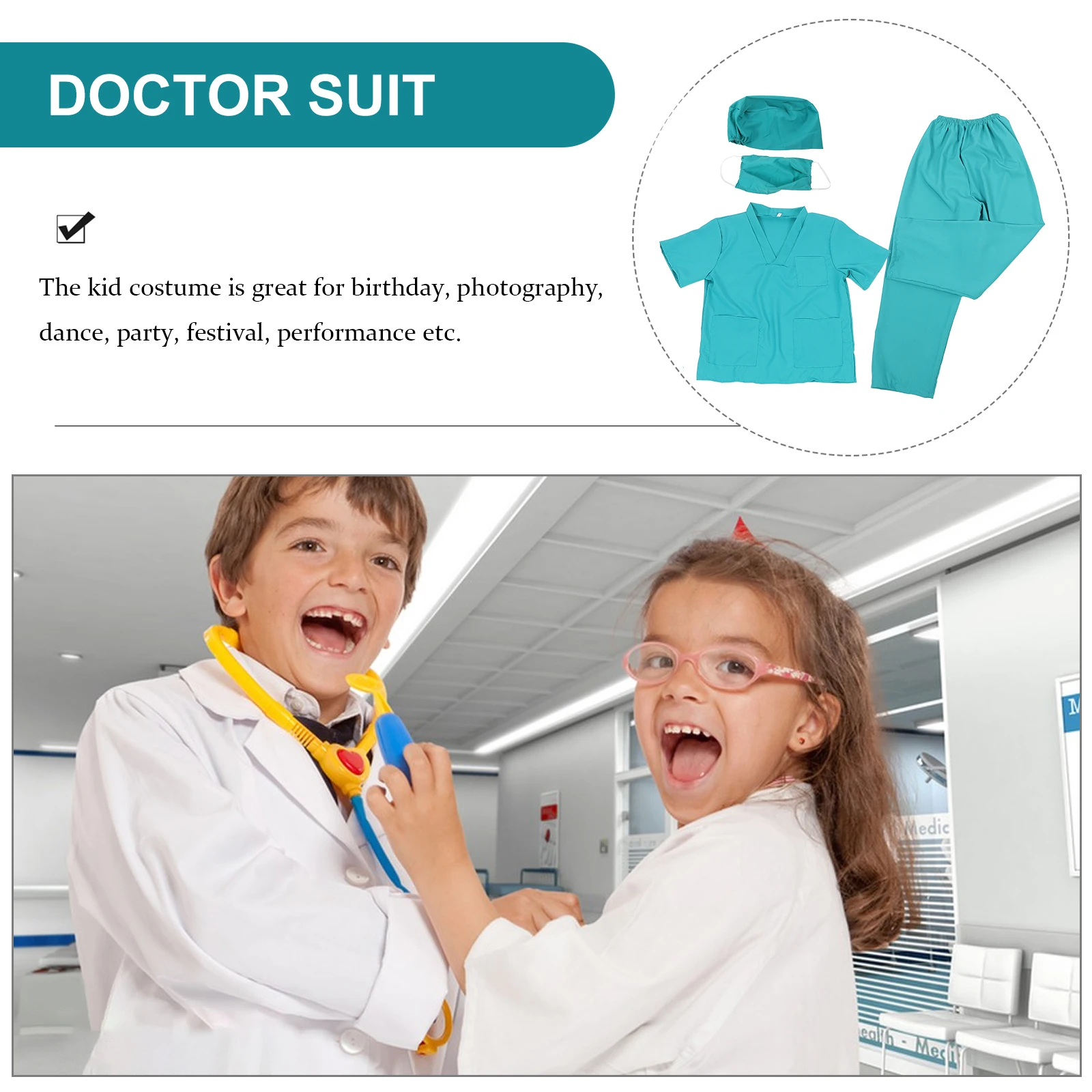 1 conjunto 1 conjunto crianças médico traje da criança algodão cosplay roupas do médico role play festa de aniversário desempenho caber 120-130cm