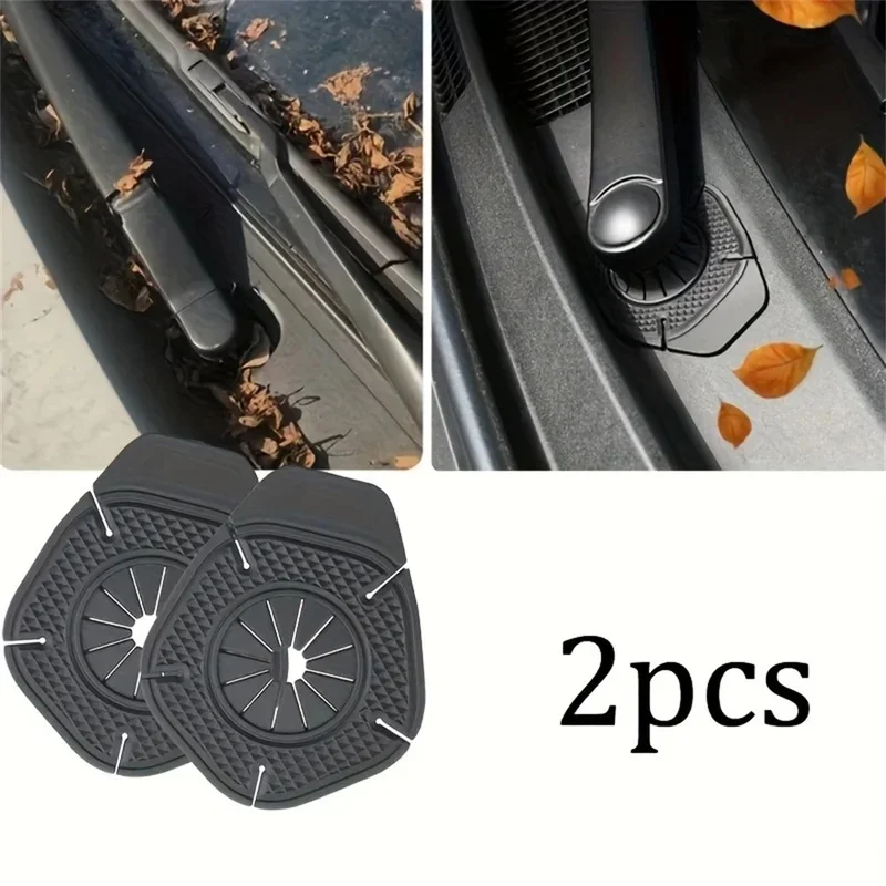 Universal Silicone Wiper Arm Hole Cover, Dustproof Leaf-Proof Guard for Car Exterior, Fits Most Vehicles (2 Pack)
