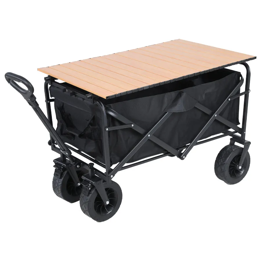 Schwerlast-Bollerwagen mit großer Tragfähigkeit, faltbarer Bollerwagen für Garten, Strand, Campingausrüstung mit Getränkehaltern. – Detail 17