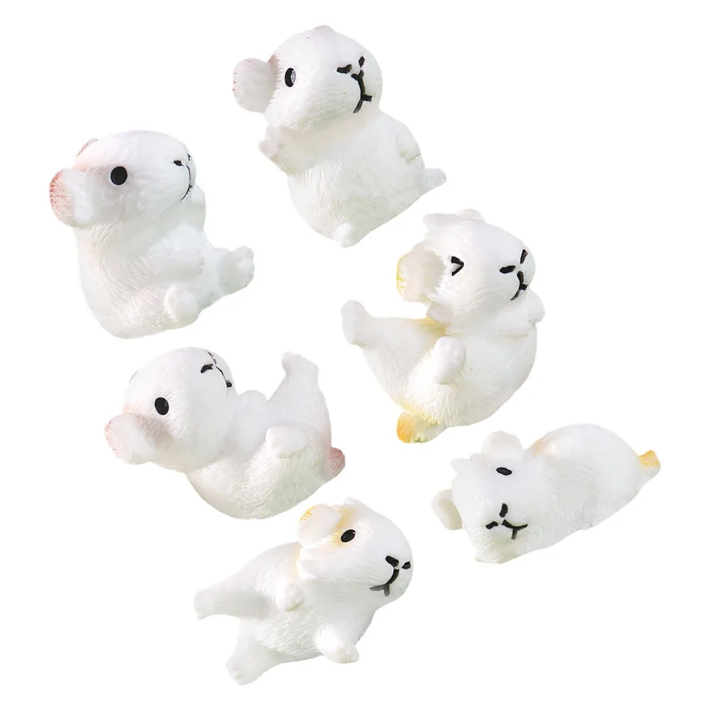 6 stks Micro Landschap Cavia Decoraties Miniatuur Hars Voor Tuin Buiten Bureau Bloempot Landschapsarchitectuur Ornament Stress Relief