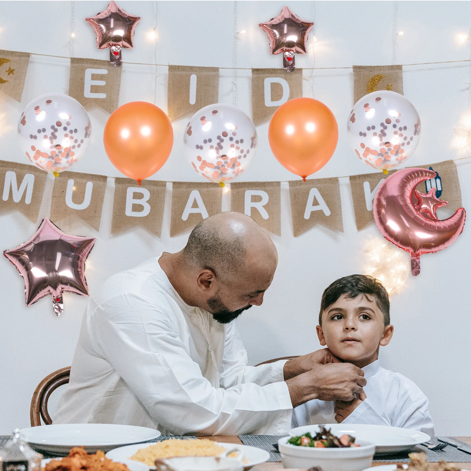 

1 set Decoration Set Premium Ramadan Party Balloon Eid Mubarak Foil Latex Balloon Reusable Photo Props Party Supplies