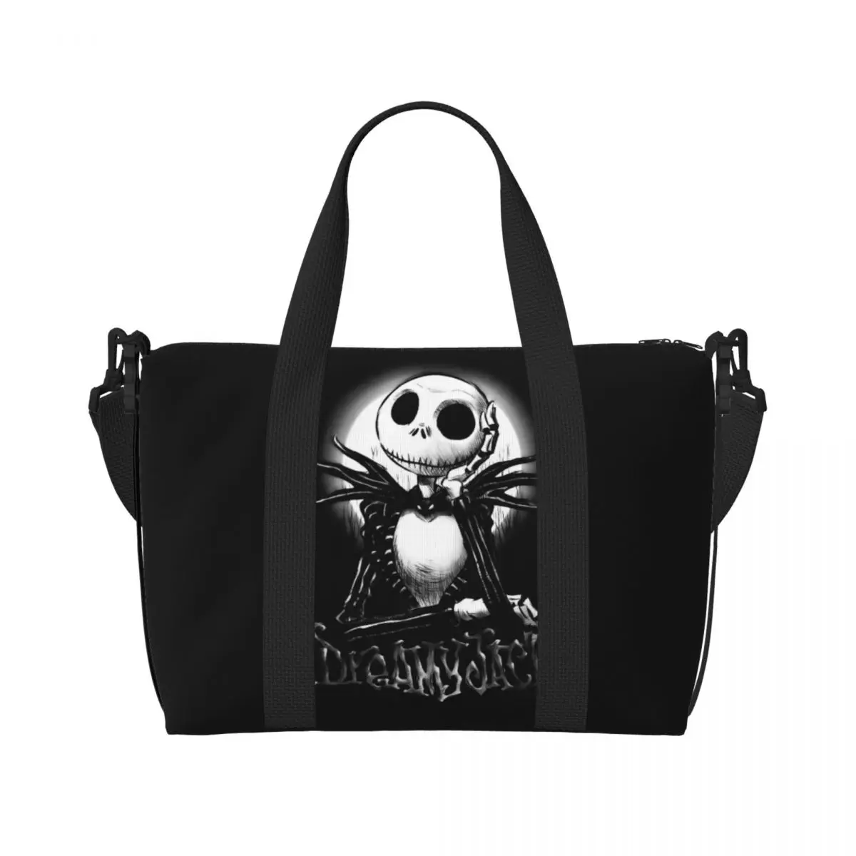 Custom The Nightmare Before Christmas Tote Bag Women Large Capacity  Movie Skeleton Jack Night Gym Beach Shoulder Travel Bag