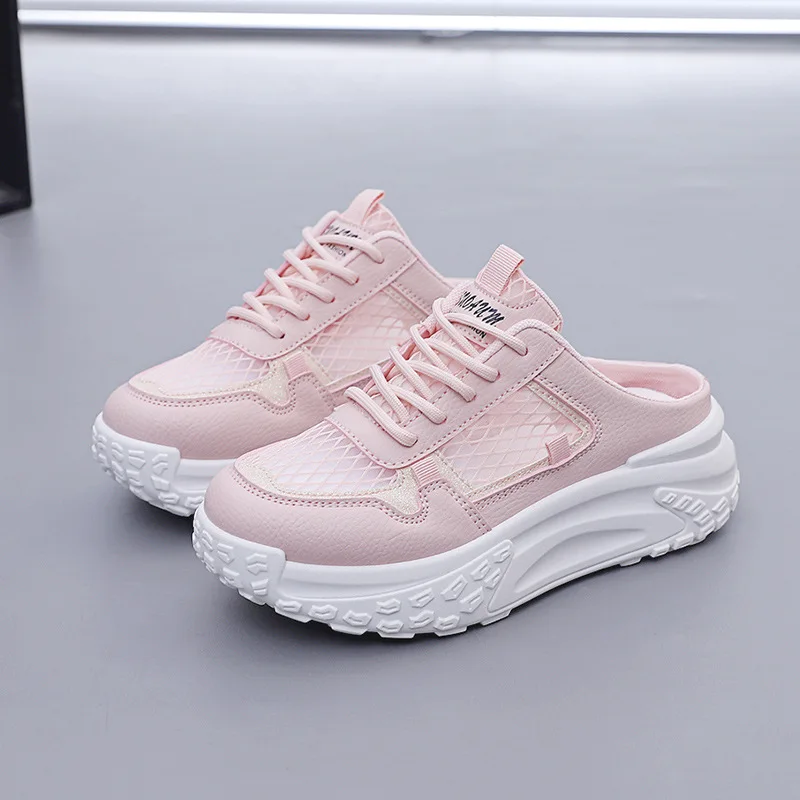 

Women's Sequin Mesh Breathable Casual Shoes 2026 New Versatile Thick Sole Comfortable Half Drag with Unique Drag Design