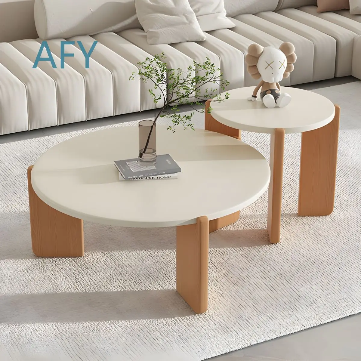 Wooden Coffee Table Set for Living Room Home Decor 2 Piece Modern Minimalist Design for Sofa Area for Small Space for